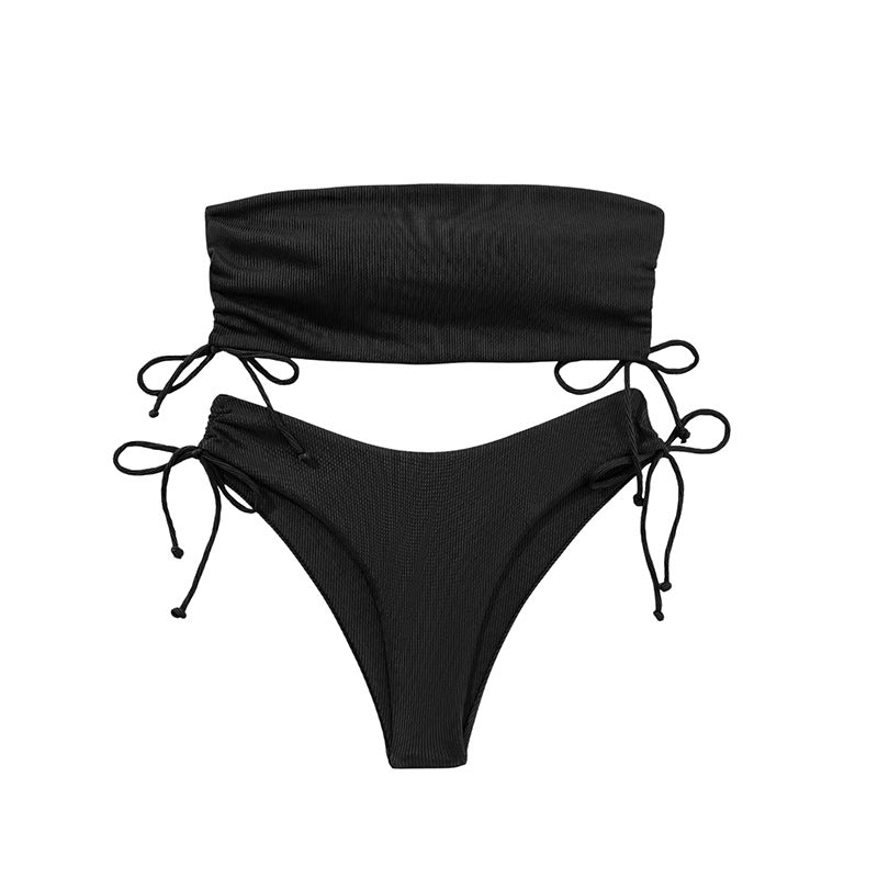 Drawstring Tankini with Detachable Strap