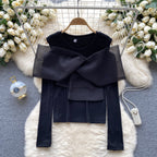 Colorful Lace Bow-tie Bottoming Sweater