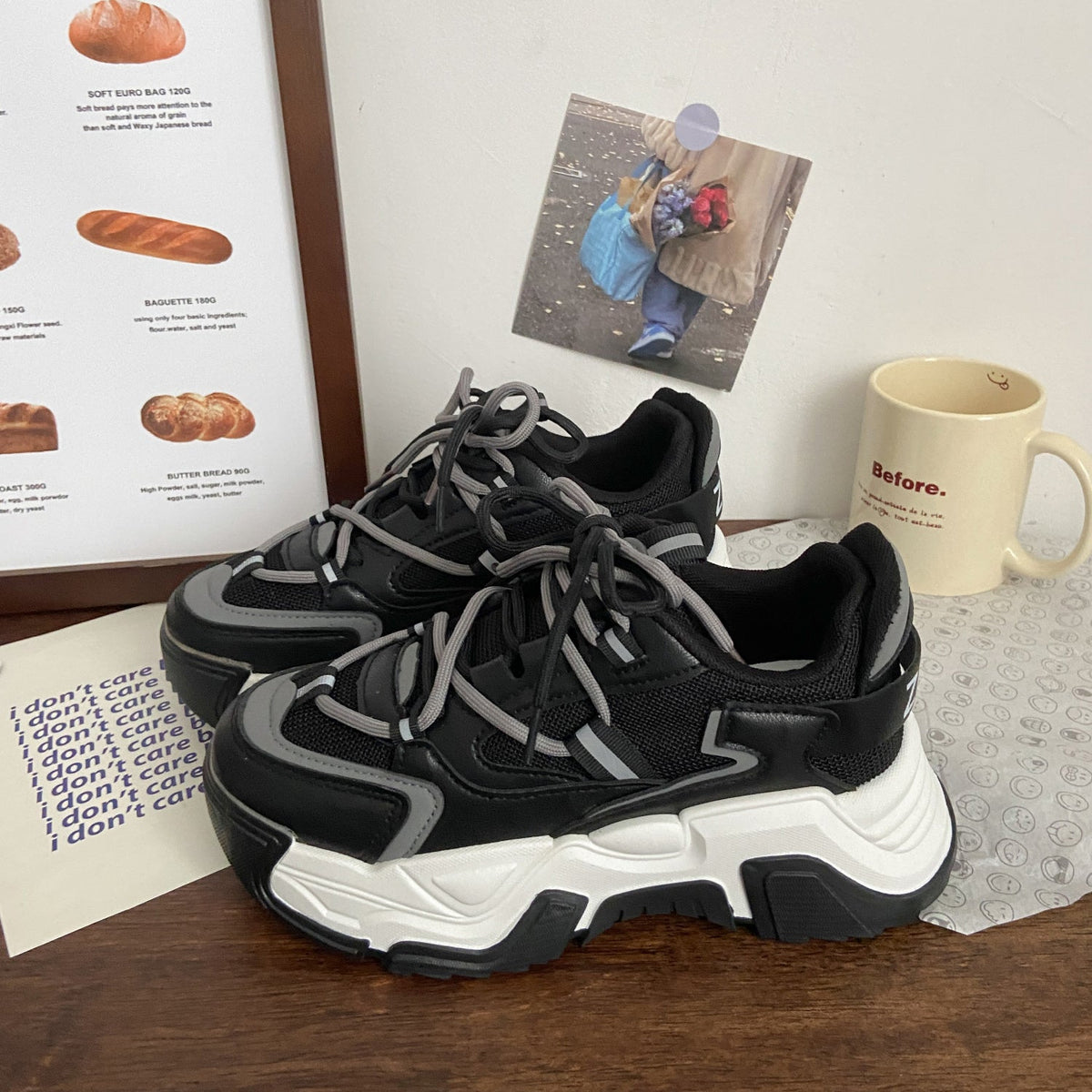 Vintage Heightened Double-mesh Chunky Sneakers