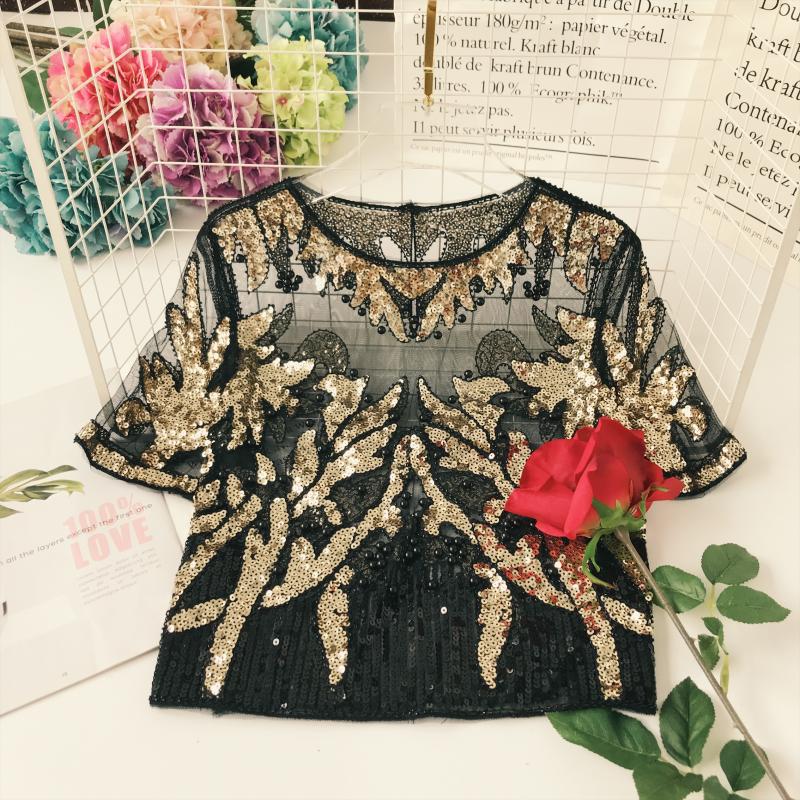 Chic Embroidered Beaded Sequin Shirt