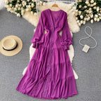 Courtly Lace Trim Single-breasted Dress