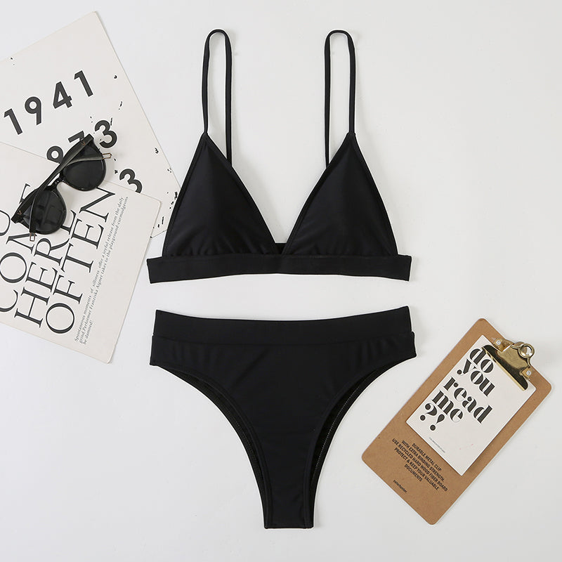 Solid Color Chic Padded Bikini