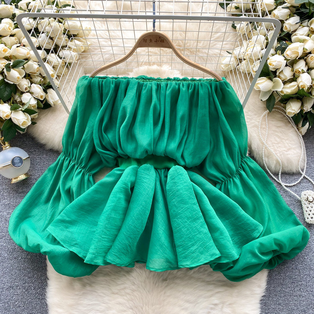 French Style Off-shoulder Chiffon Top