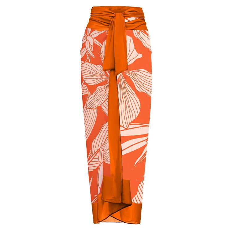 Slip One-piece Swimwear&Skirt Printed 2Pcs