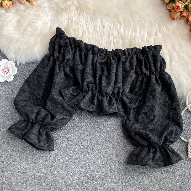 Strapless Long Sleeve Jacquard Shirt