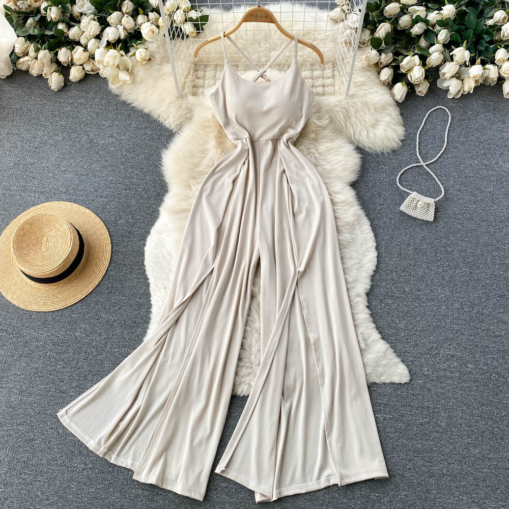 Solid Color Draped Slip Jumpsuit