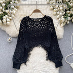 Vintage Hollowed Crochet Knitted Top