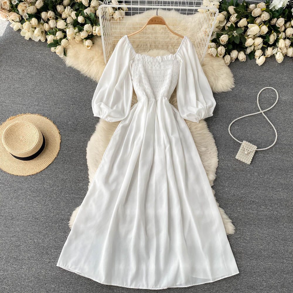 Puff Sleeve Square Neck Dress