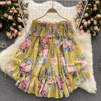 Chiffon Print Puff Sleeves Jumpsuit
