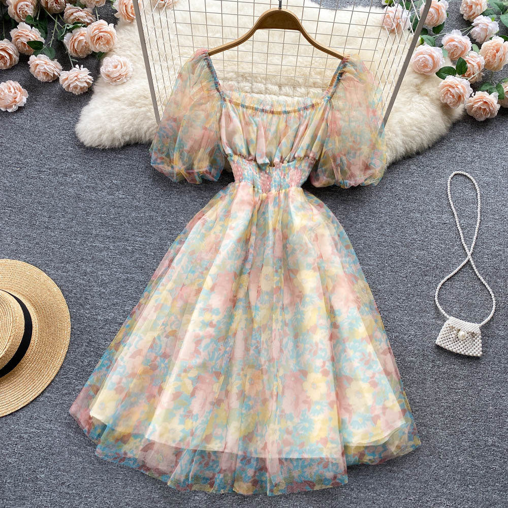 Mesh Chiffon Floral Dress
