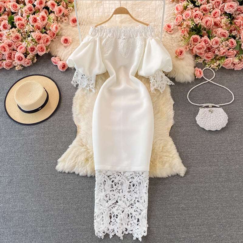 Vintage Lace Off-the-shoulder Dress