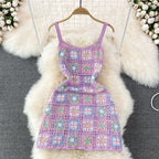 Backless Colourful Crocheted Slip Dress