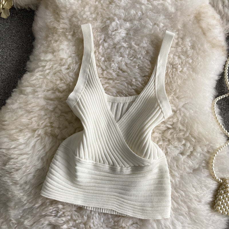 Vintage Pit-striped Knitted Vest