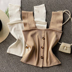 Thin Sleeveless Knit Top With Wide Straps