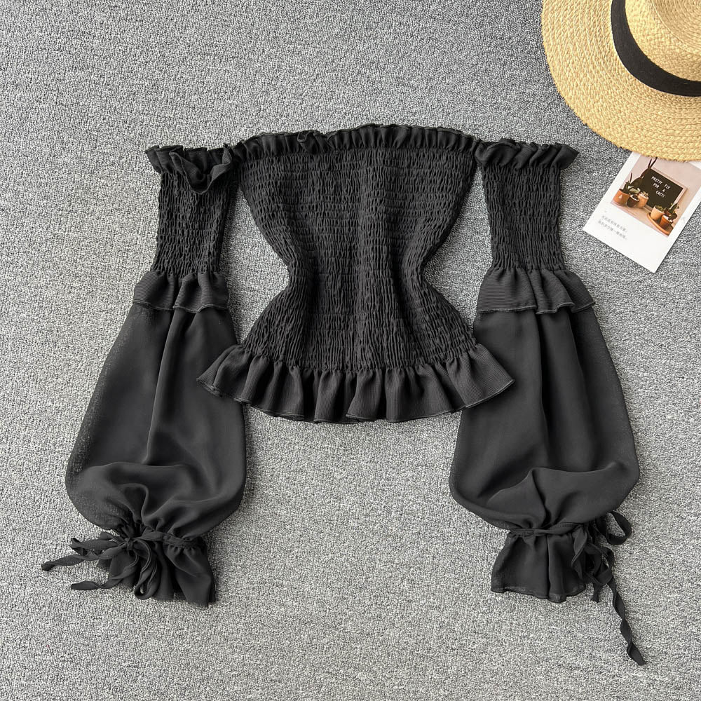 Niche Strapless Solid Colour Shirt