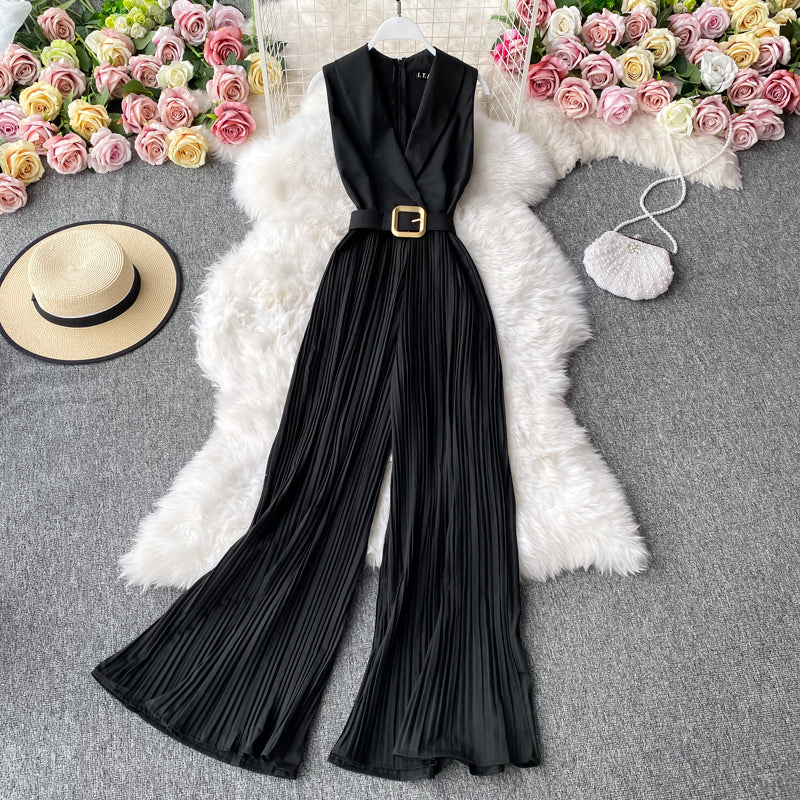Suit Collar Flared Pants Jumpsuit