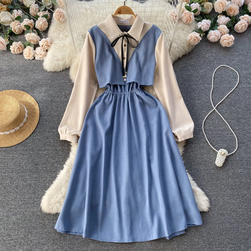 Fake Two-piece Shirt Dress