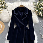 Velvet Dress With Suit Collar