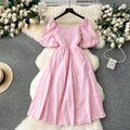 Bohemia Flared Sleeve Stretchy Embroidered Dress