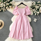 Bohemia Flared Sleeve Stretchy Embroidered Dress