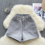 Vintage High-waist Hemming Denim Shorts