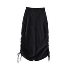 Cargo Skirt With High Waist Side Pockets And Slit Back