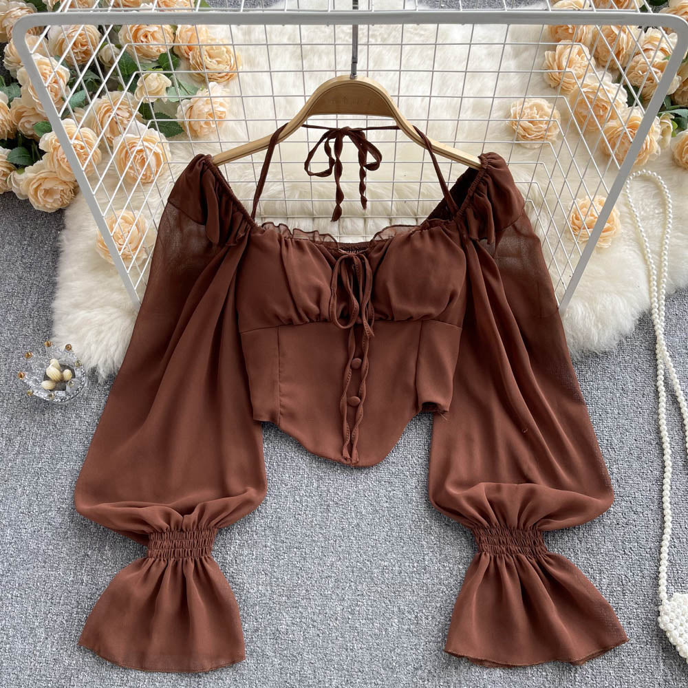 Loose Lace-up Halter Shirt
