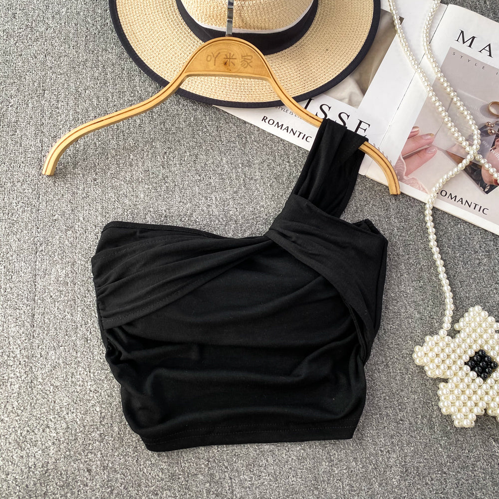 Niche Solid Color Knotted Short Top