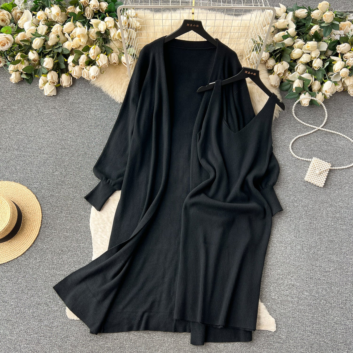 Slip Dress&Cardigan Knitted 2Pcs