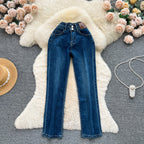 Chic High-waist Straight Ninth Jeans