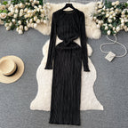 Casual Round Collar Elastic Dress