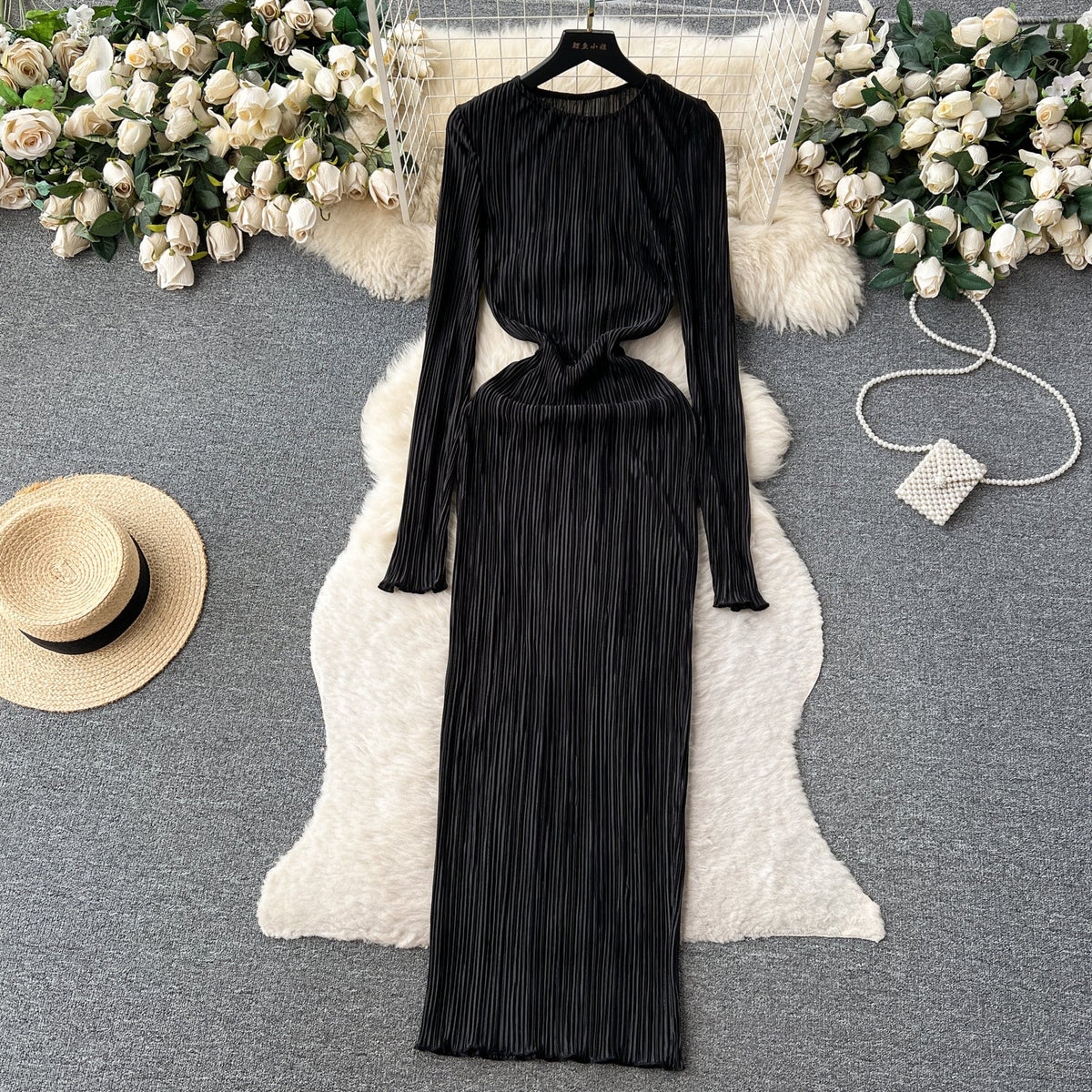 Casual Round Collar Elastic Dress