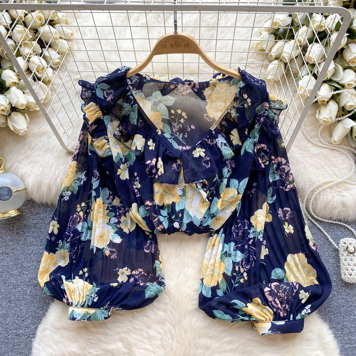 Sweetie Ruffled Chiffon Floral Top