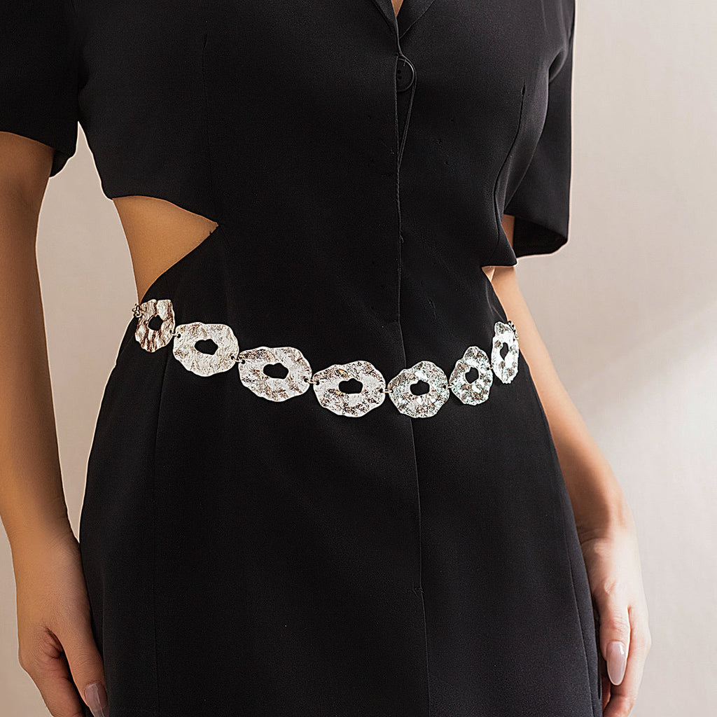 Irregular Liquid Metal Fluid Necklace&Belt