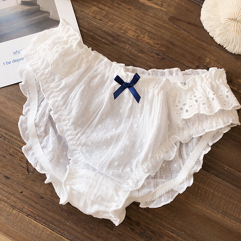 Lace Mesh Cotton Low-rise Briefs