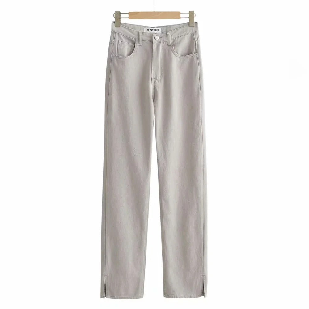 Slit Straight Leg Jeans
