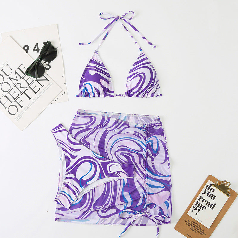 Colored Floral Bikini 3Pcs Set