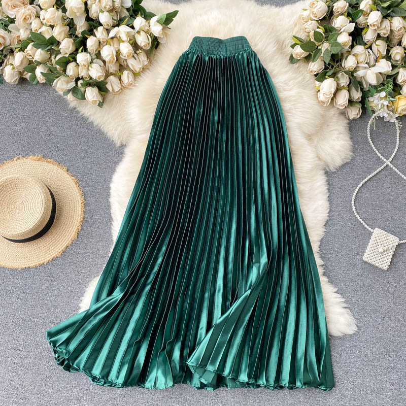 Pressed Pleated Mid-length A-line Skirt