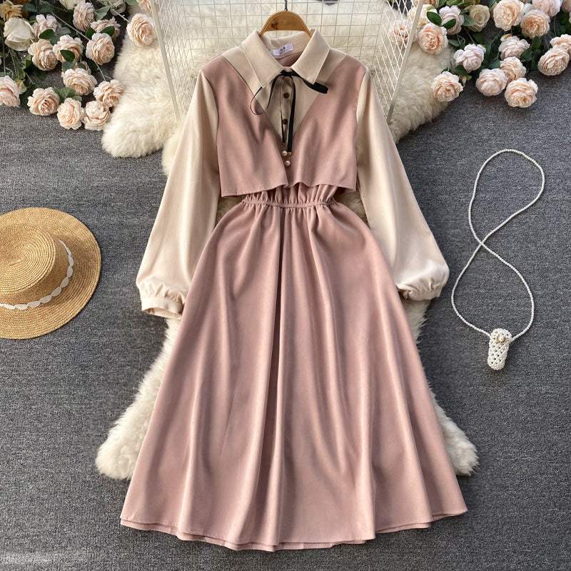Fake Two-piece Shirt Dress
