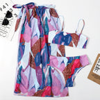 Floral Mesh Tankini 3Pcs with Cover-up