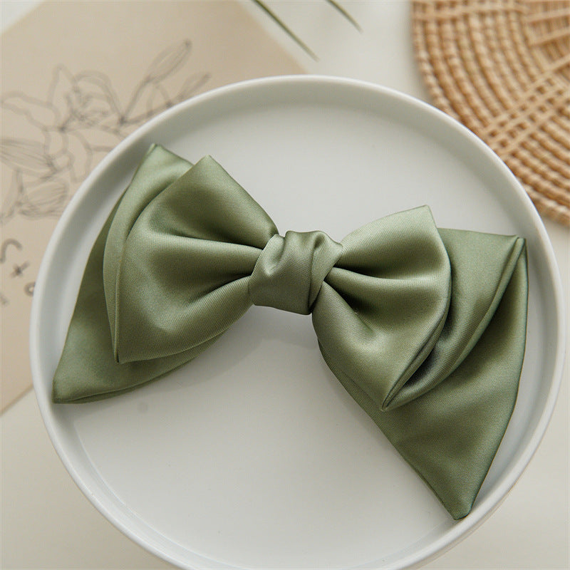 Satin Bow Ribbon Spring Hair Clip