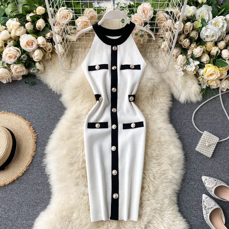 Halter-breasted Knitted Hip Dress