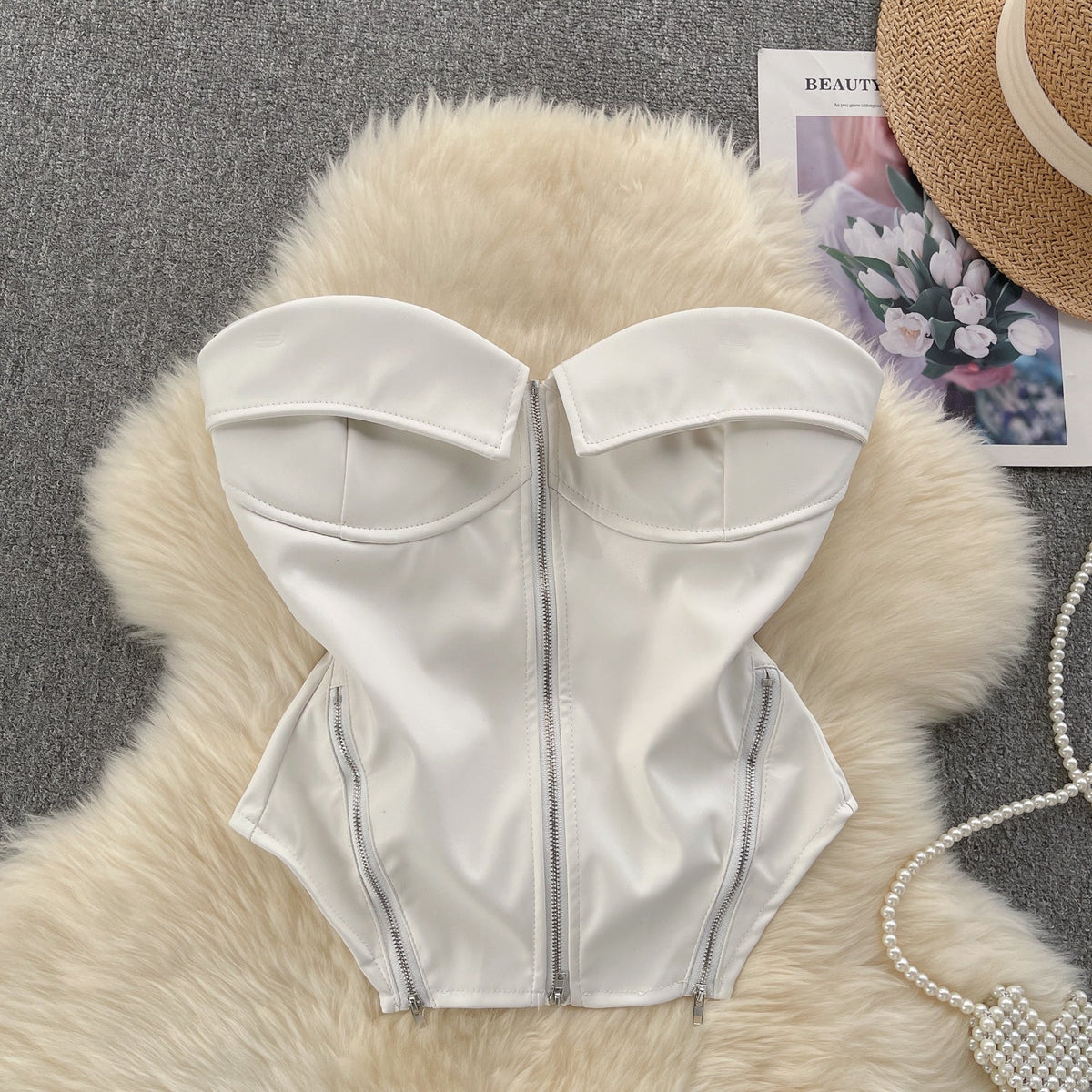 Niche Zipped Strapless Camisole Top