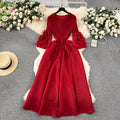 Courtly Solid Color Ruffled Dress