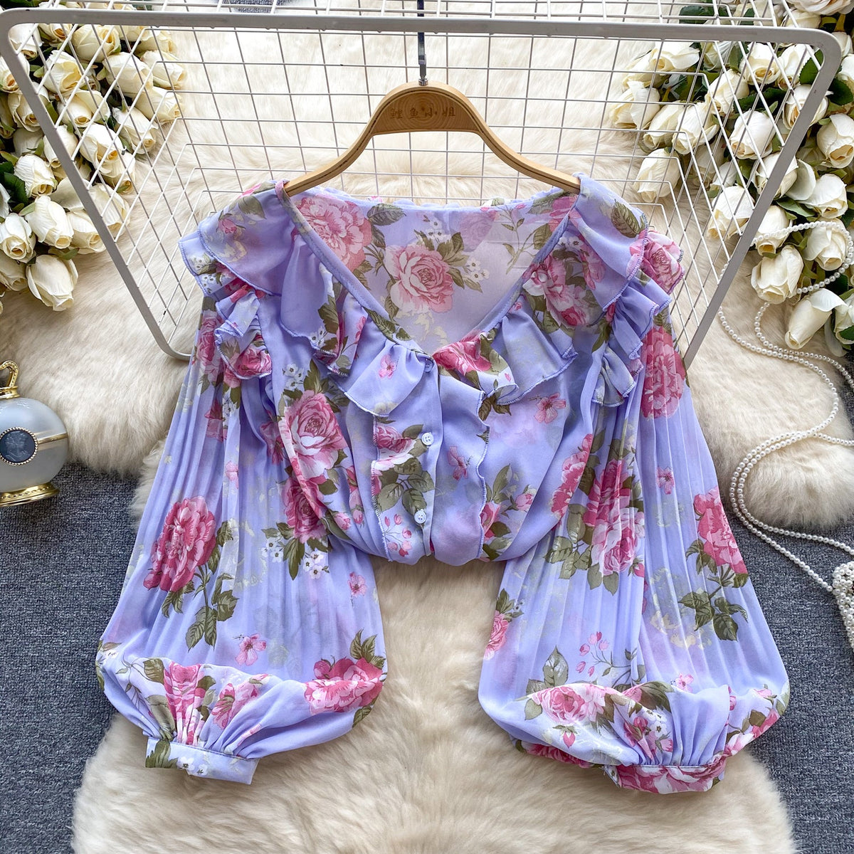 Sweetie Ruffled Chiffon Floral Top