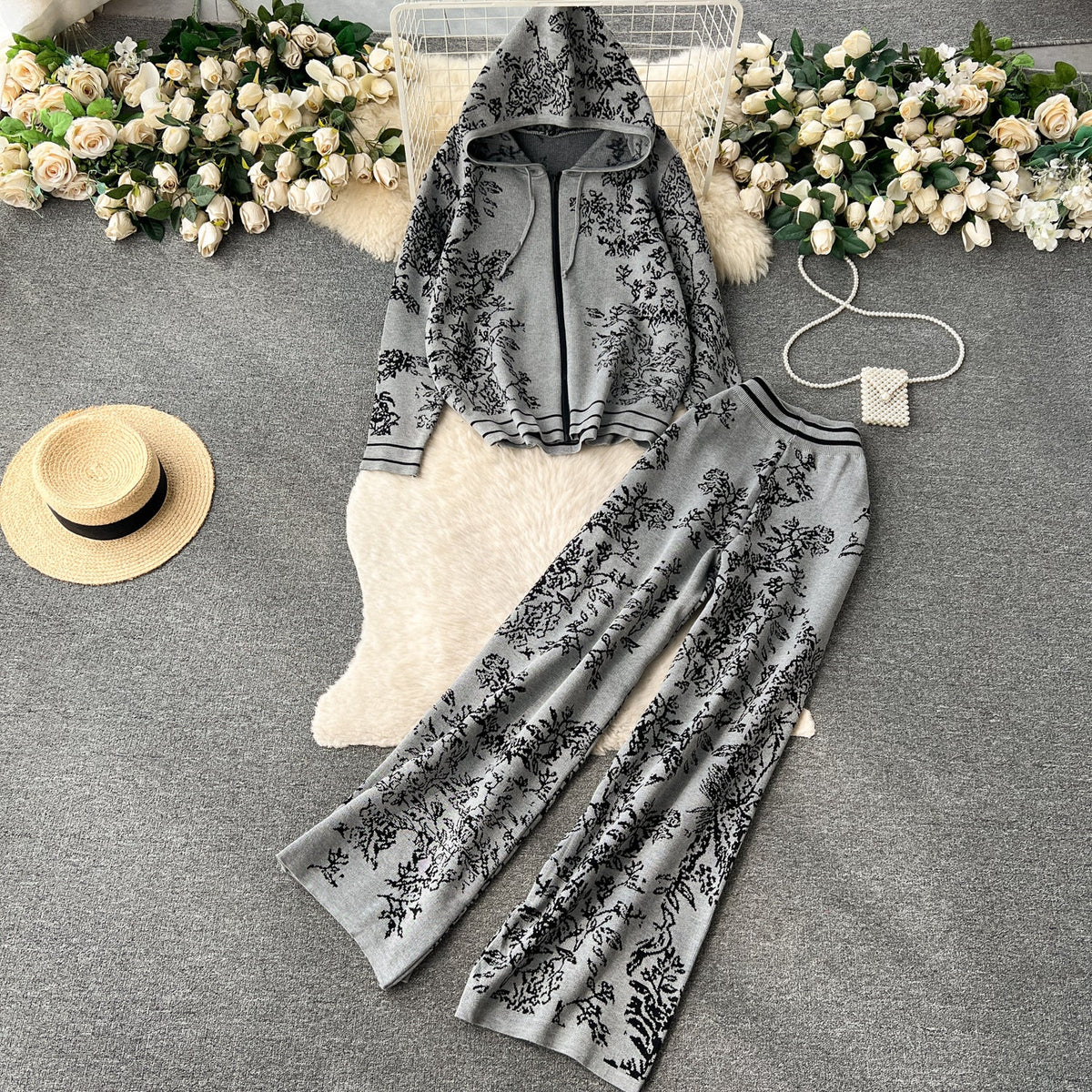 Printed Hoodie&Trousers Sportswear 2Pcs