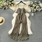 Solid Color Ruffled Slip Jumpsuit
