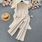 Color Blocking Jumper&Trousers Knitted 2Pcs