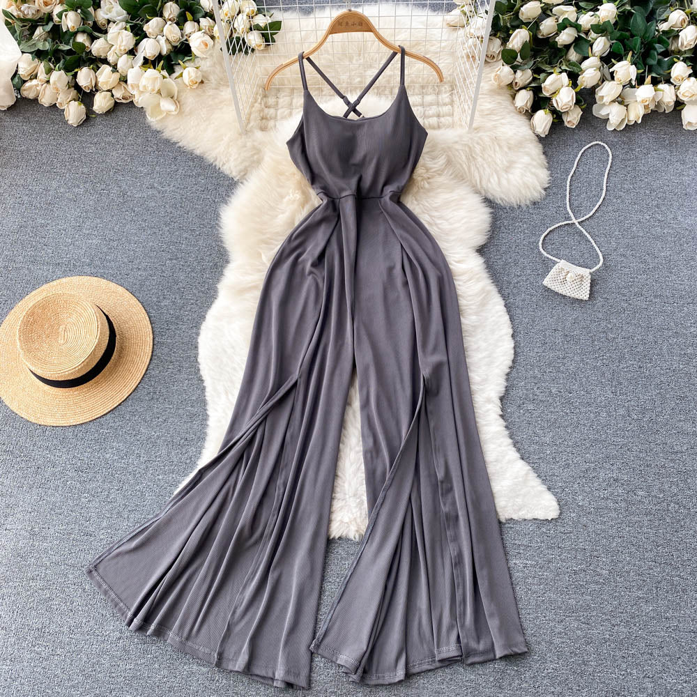 Solid Color Draped Slip Jumpsuit