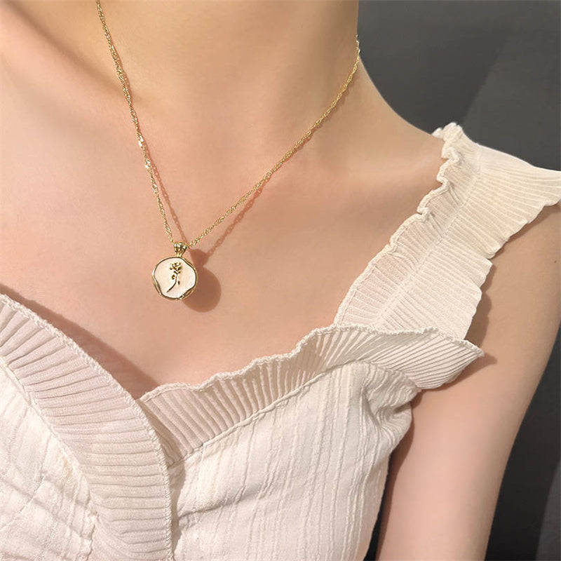 French Style Rose Necklace&Earrings